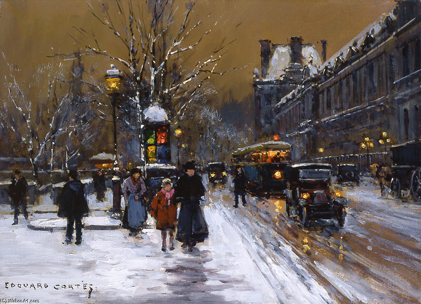 Wikioo.org - The Encyclopedia of Fine Arts - Painting, Artwork by Edouard Cortes - Quay du Louvre