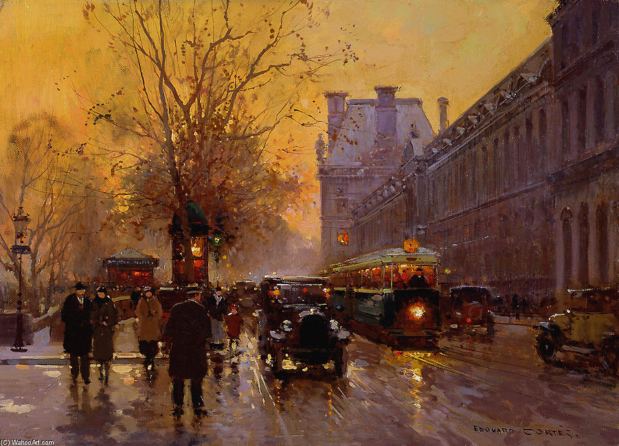 Wikioo.org - The Encyclopedia of Fine Arts - Painting, Artwork by Edouard Cortes - Quay du Louvre
