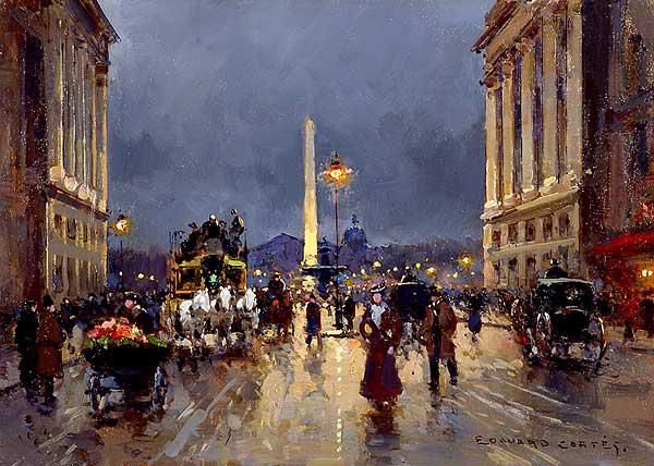 Wikioo.org - The Encyclopedia of Fine Arts - Painting, Artwork by Edouard Cortes - Rue Royale Concorde