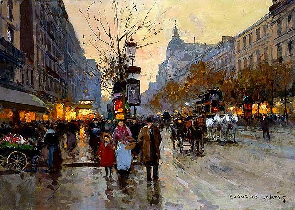 Wikioo.org - The Encyclopedia of Fine Arts - Painting, Artwork by Edouard Cortes - The Grands Boulevards