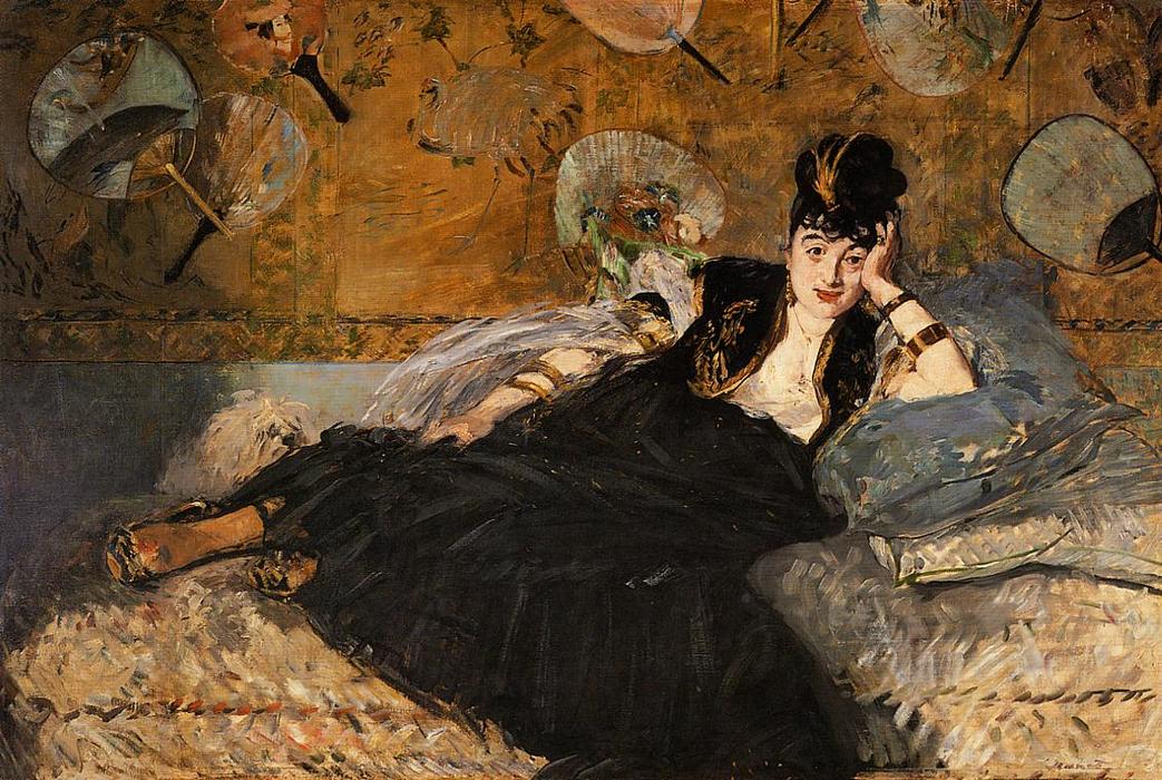 Wikioo.org – L'Enciclopedia delle Belle Arti - Pittura, Opere di Edouard Manet - la signora con tifosi , ritratto di nina de callias