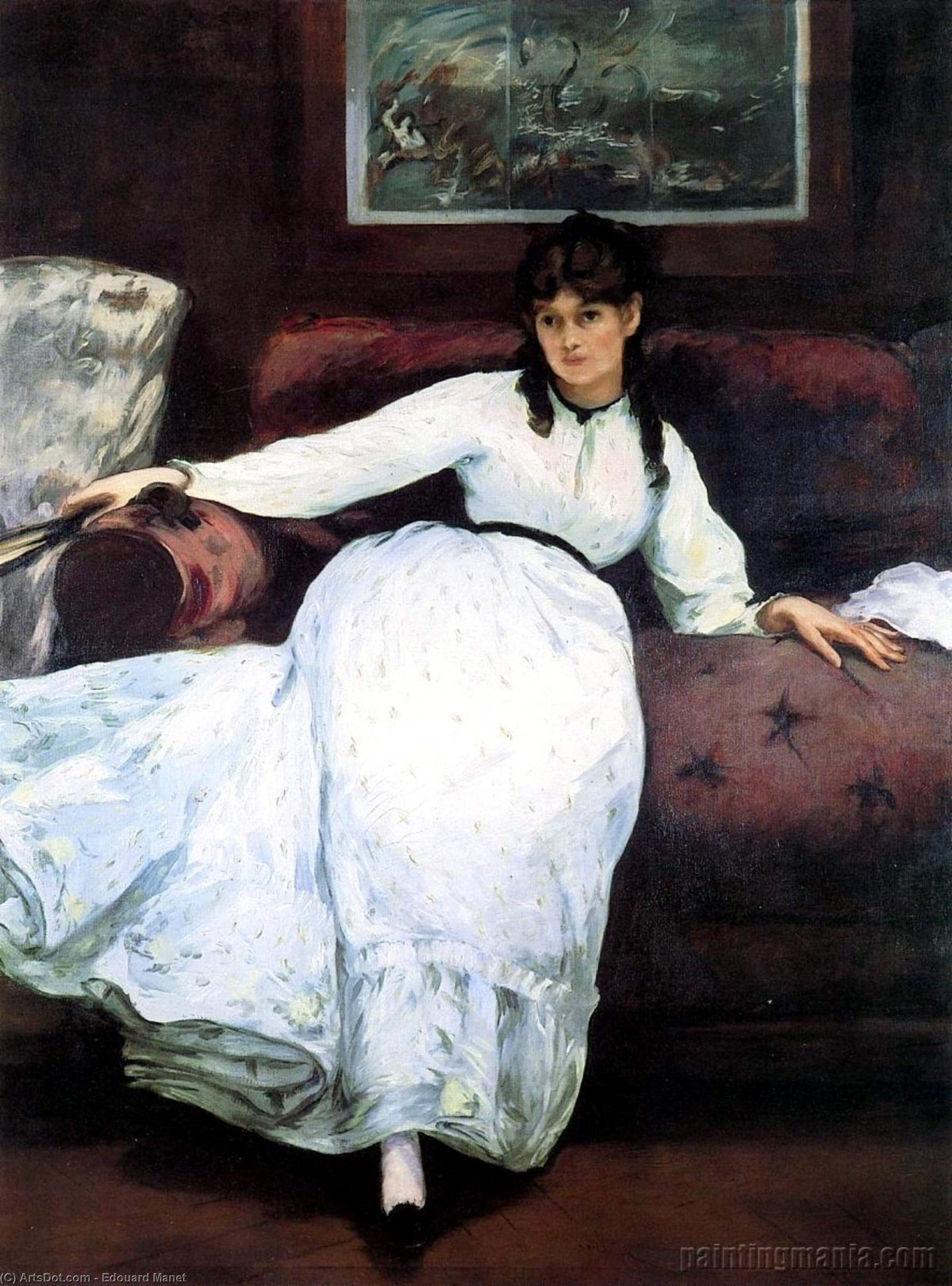 Wikioo.org - The Encyclopedia of Fine Arts - Painting, Artwork by Edouard Manet - The Rest, portrait of Berthe Morisot
