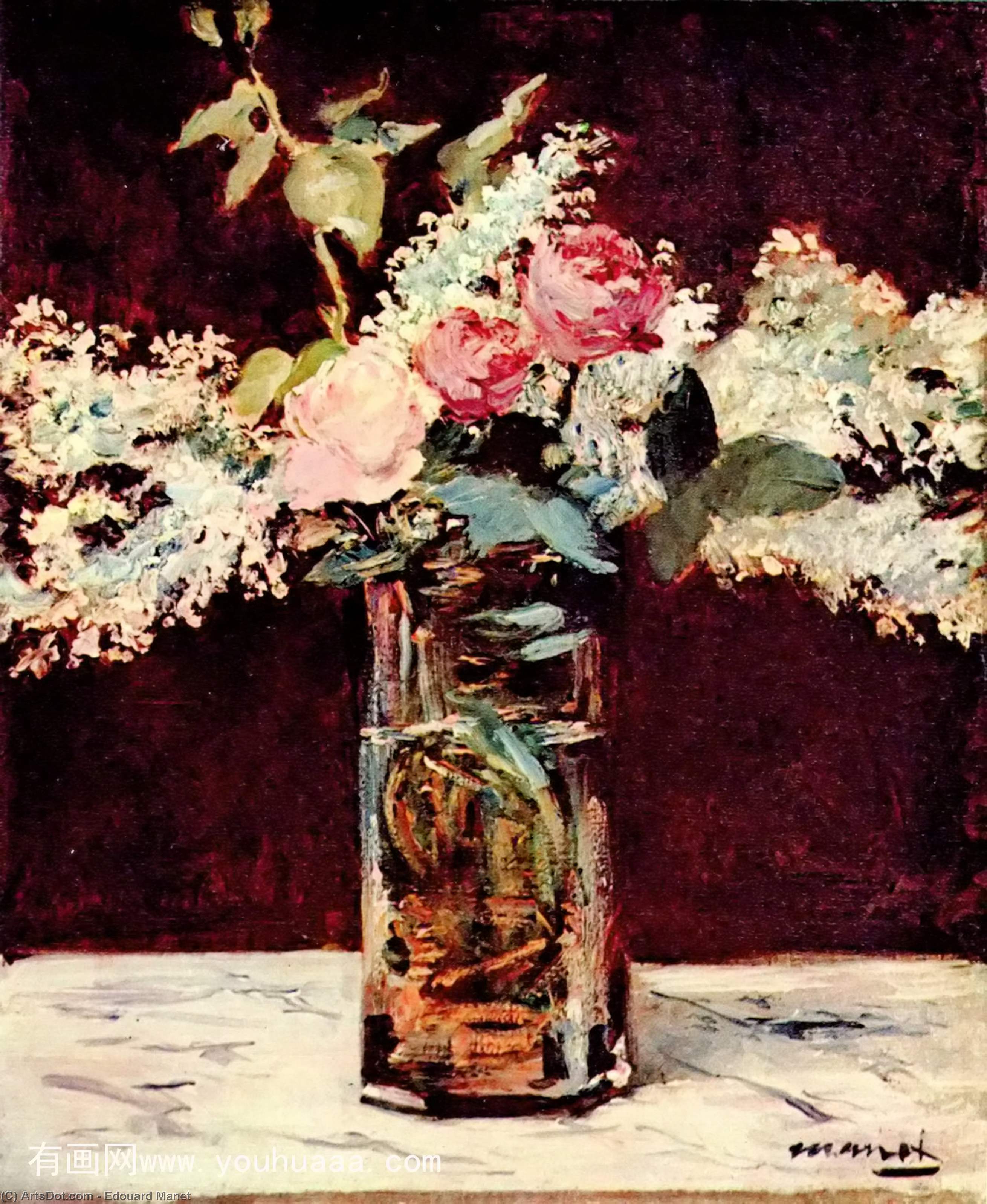 WikiOO.org - Güzel Sanatlar Ansiklopedisi - Resim, Resimler Edouard Manet - Lilac and roses