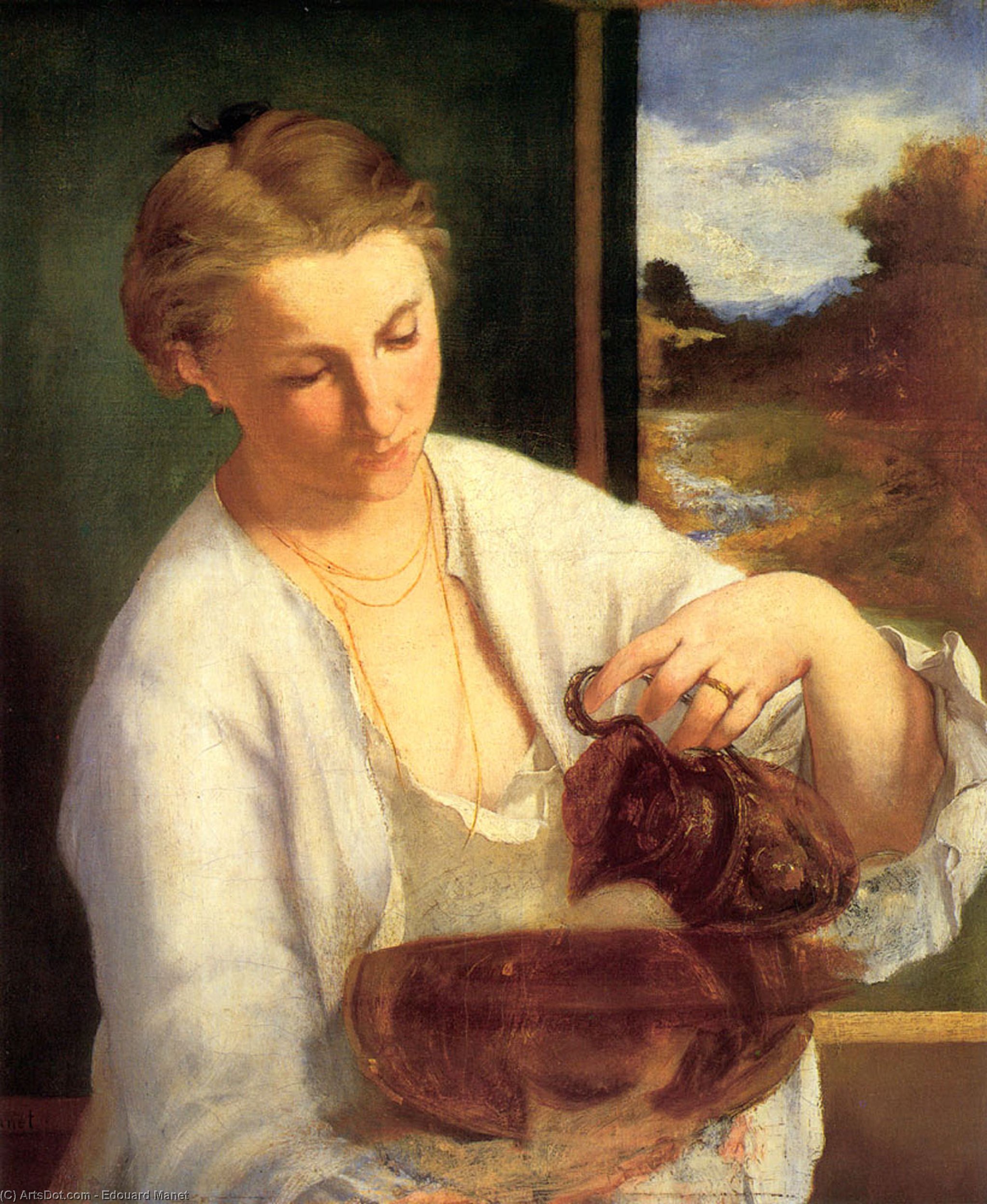 WikiOO.org - Енциклопедия за изящни изкуства - Живопис, Произведения на изкуството Edouard Manet - A woman pouring water (Study of Suzanne Leenhoff)