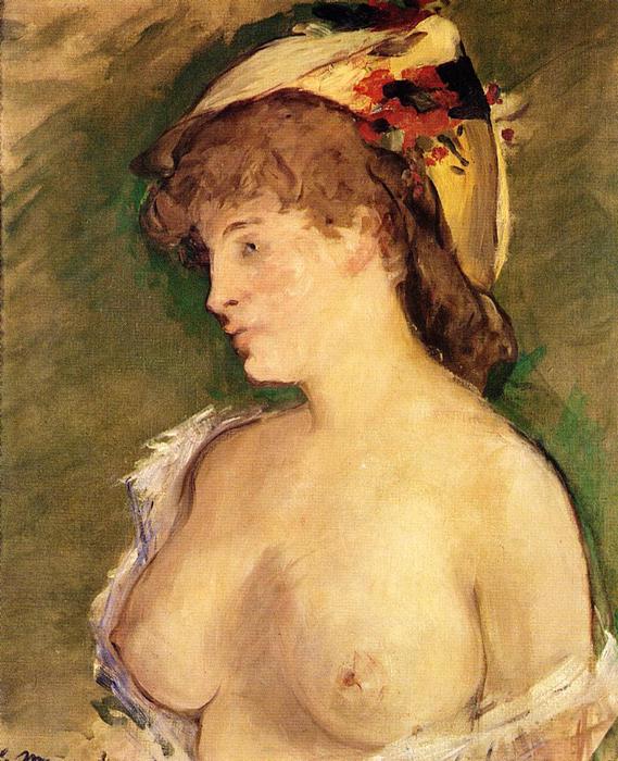 Wikioo.org - The Encyclopedia of Fine Arts - Painting, Artwork by Edouard Manet - The Blonde with Bare Breasts