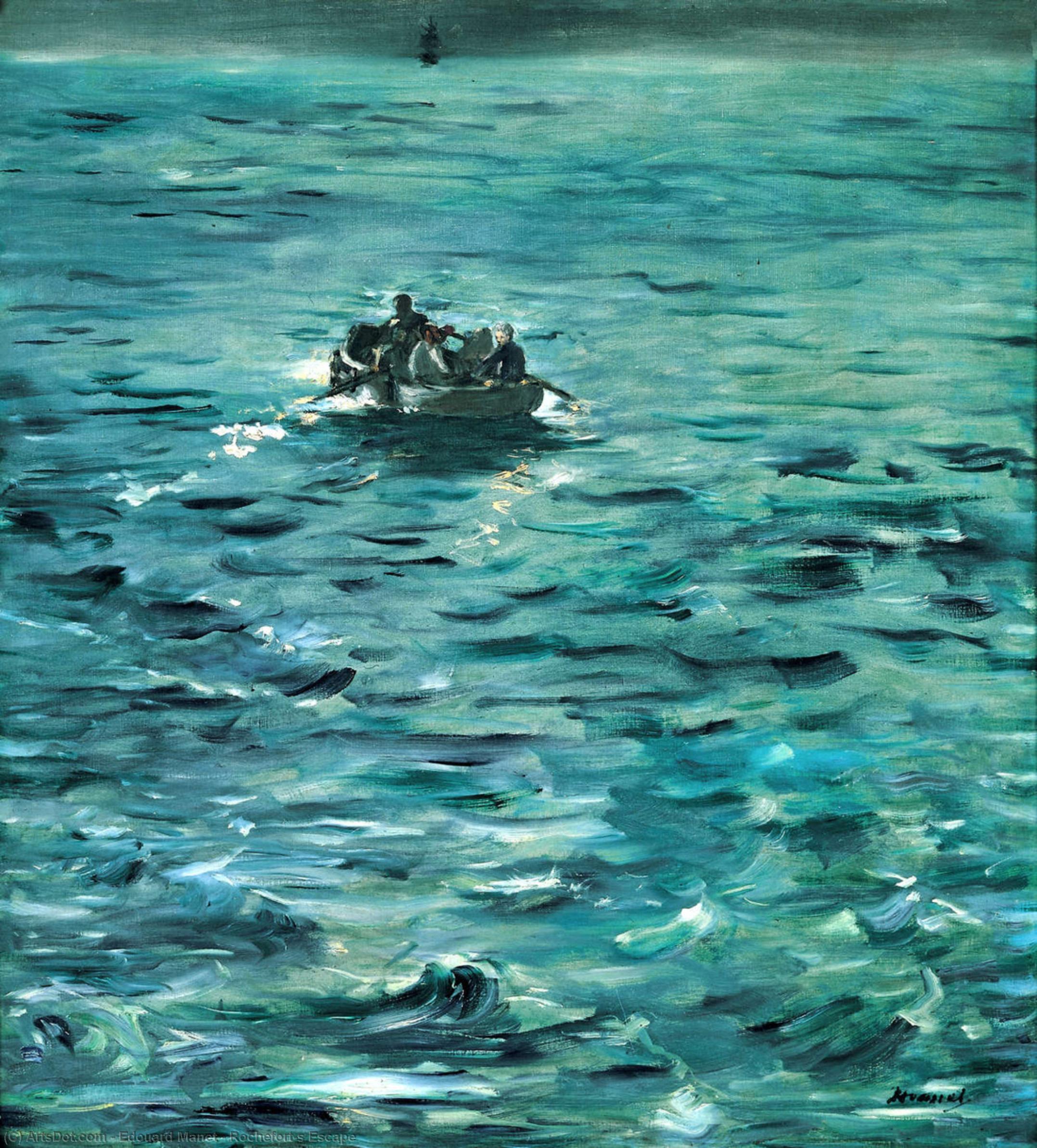 Wikioo.org – La Enciclopedia de las Bellas Artes - Pintura, Obras de arte de Edouard Manet - Escapar de Rochefort