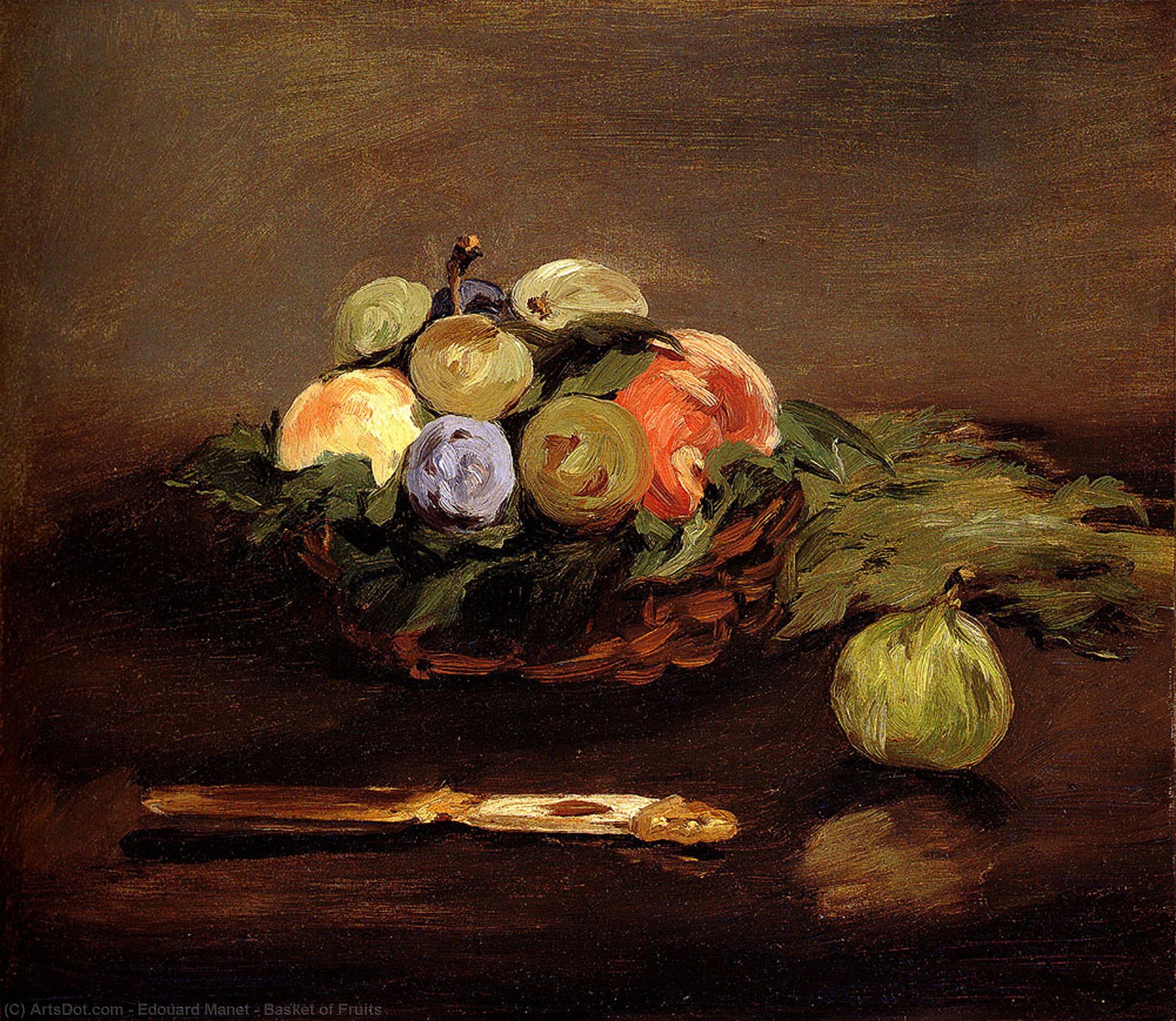 Wikoo.org - موسوعة الفنون الجميلة - اللوحة، العمل الفني Edouard Manet - Basket of Fruits