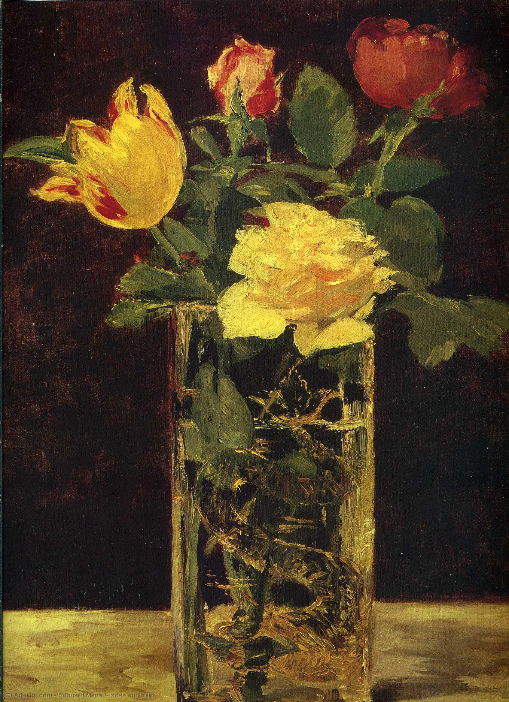 WikiOO.org - Güzel Sanatlar Ansiklopedisi - Resim, Resimler Edouard Manet - Rose and tulip