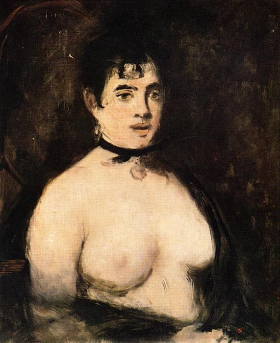 Wikioo.org - The Encyclopedia of Fine Arts - Painting, Artwork by Edouard Manet - Brunette with bare breasts