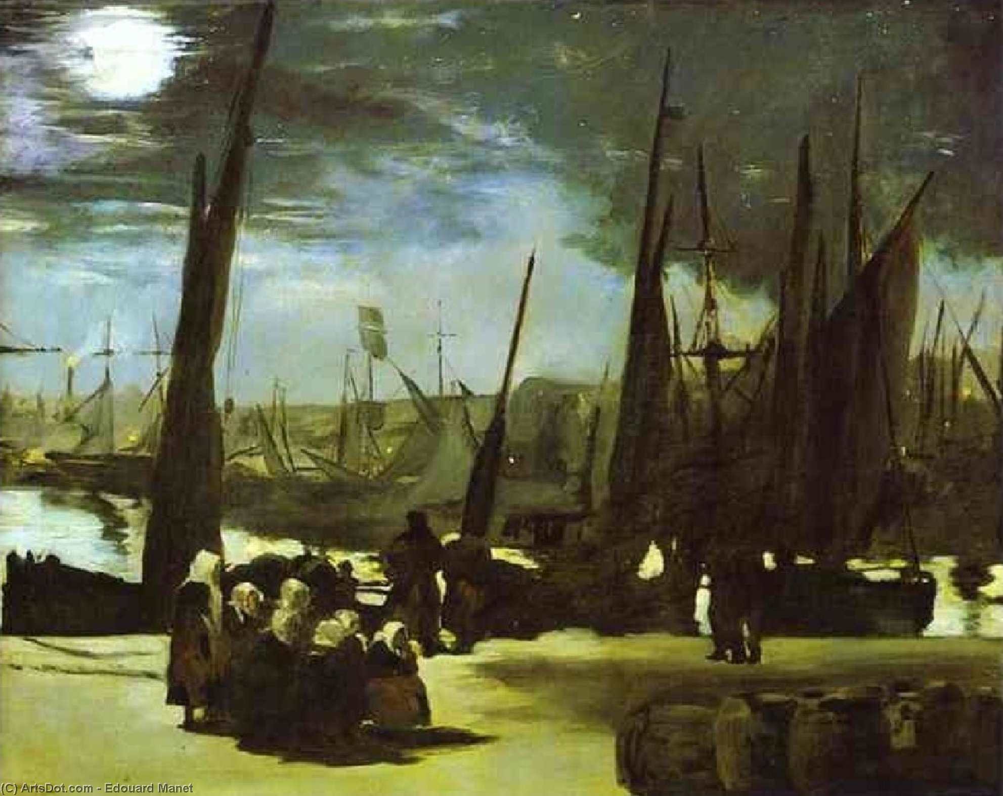 WikiOO.org - Encyclopedia of Fine Arts - Maleri, Artwork Edouard Manet - Moonlight on Boulogne Harbour
