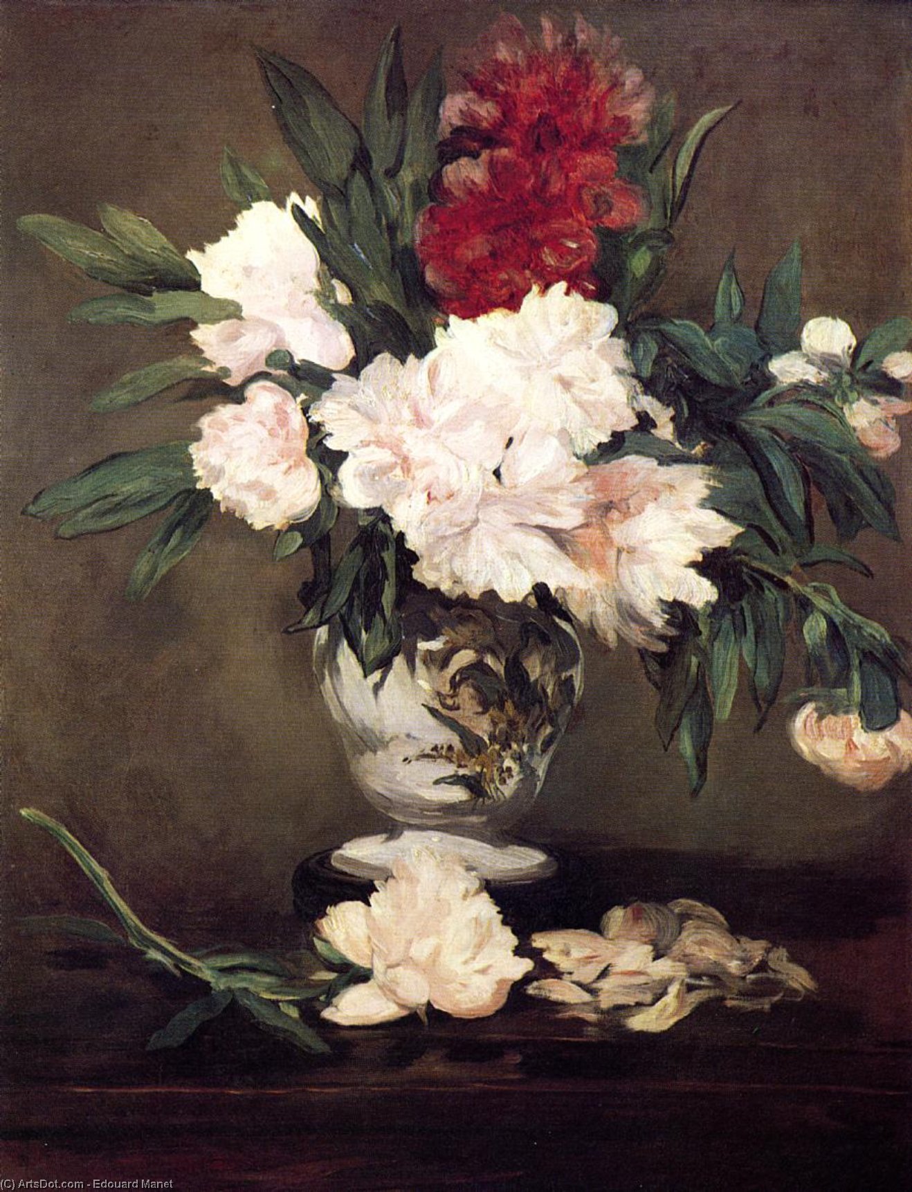 WikiOO.org - Енциклопедия за изящни изкуства - Живопис, Произведения на изкуството Edouard Manet - Vase of Peonies on a Small Pedestal