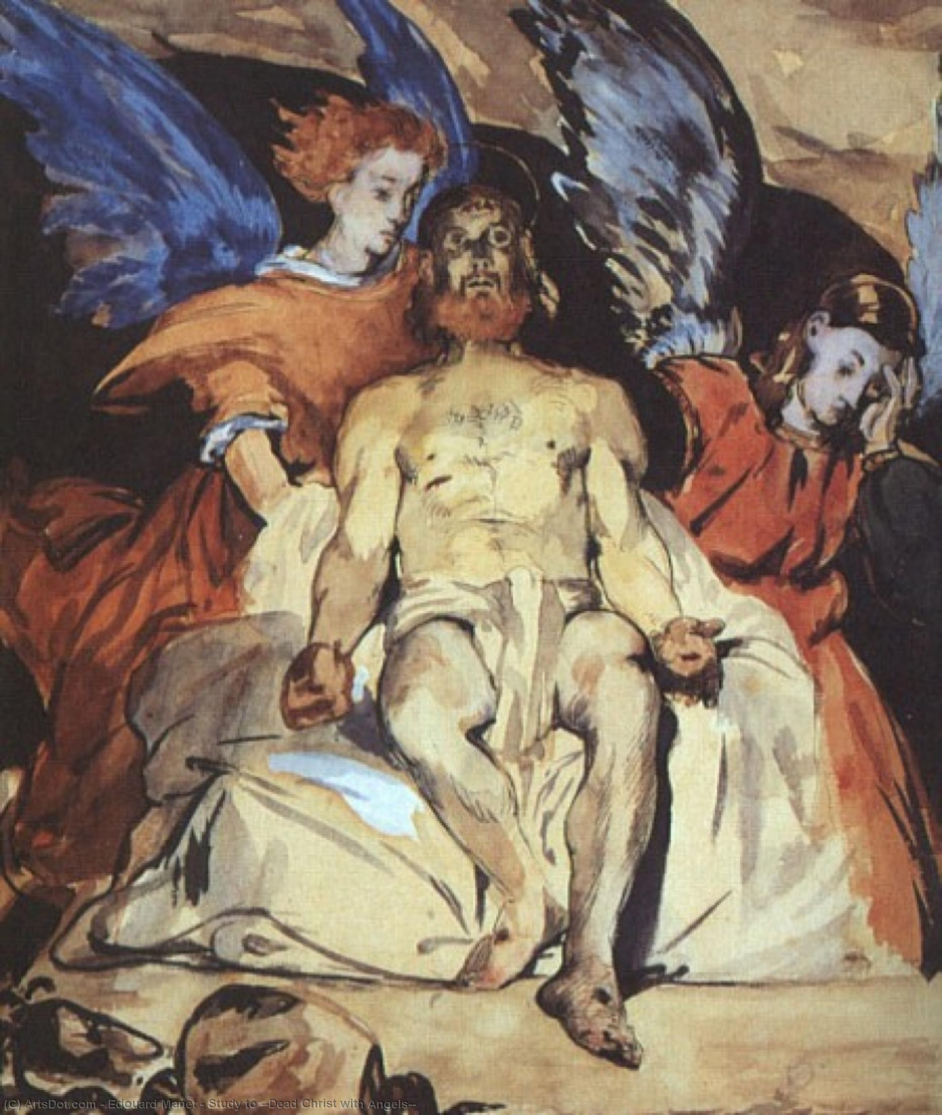 Wikioo.org - The Encyclopedia of Fine Arts - Painting, Artwork by Edouard Manet - Study to ''Dead Christ with Angels''