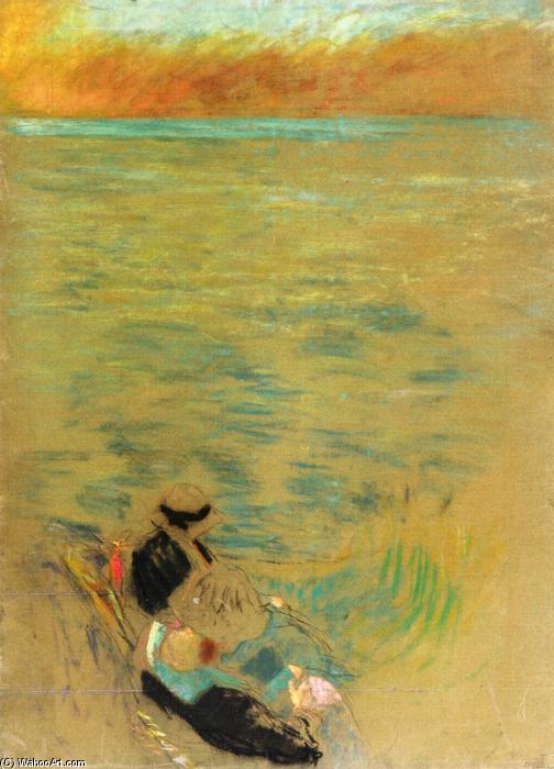 Wikioo.org - Bách khoa toàn thư về mỹ thuật - Vẽ tranh, Tác phẩm nghệ thuật Jean Edouard Vuillard - Sea at Sunset, Women on the Shore