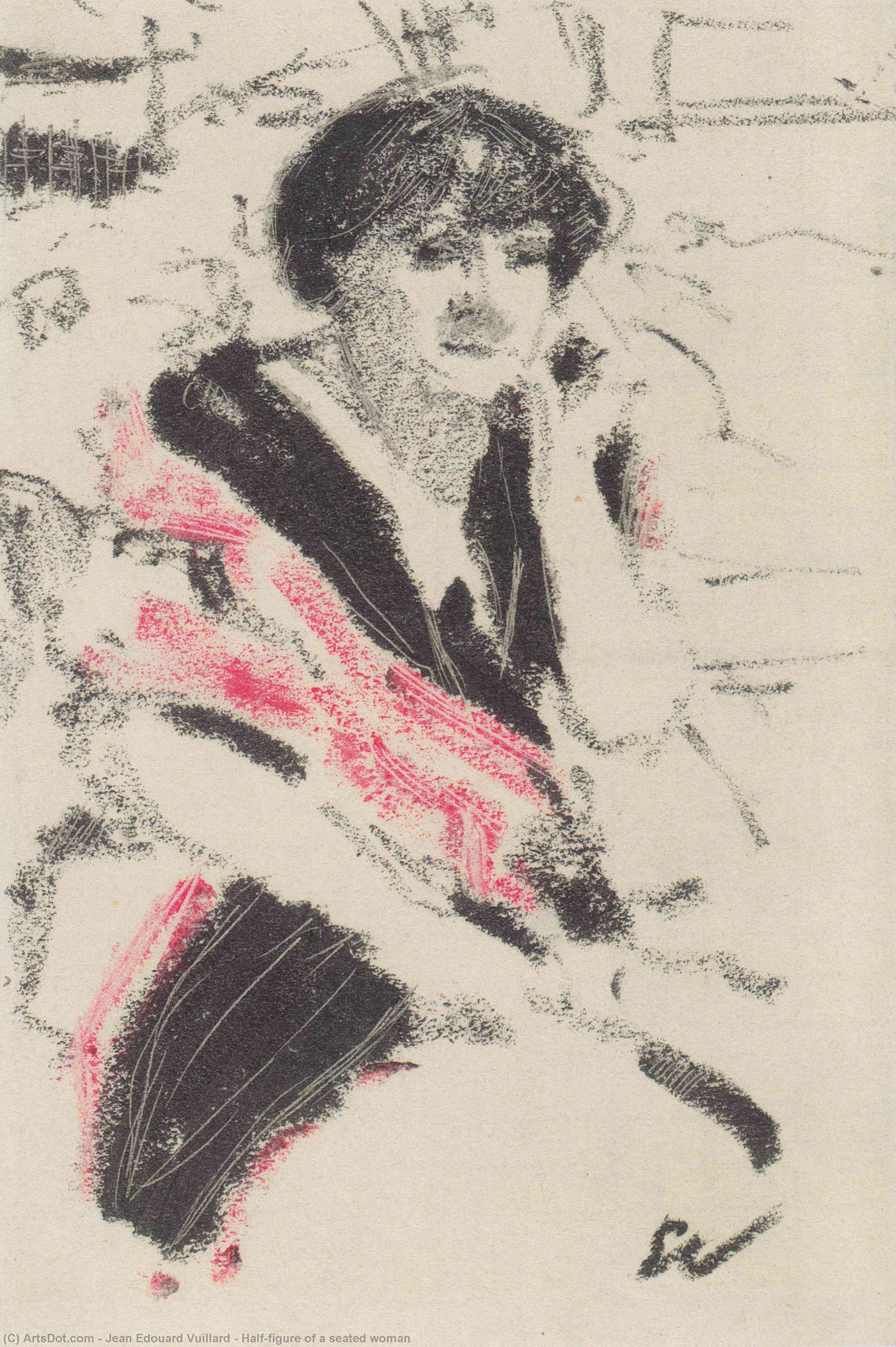 WikiOO.org - Encyclopedia of Fine Arts - Maleri, Artwork Jean Edouard Vuillard - Half-figure of a seated woman