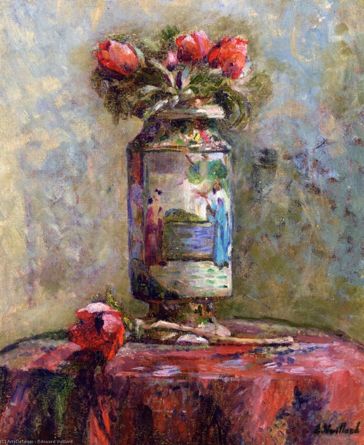 Wikioo.org - The Encyclopedia of Fine Arts - Painting, Artwork by Jean Edouard Vuillard - Anemones in a Chinese