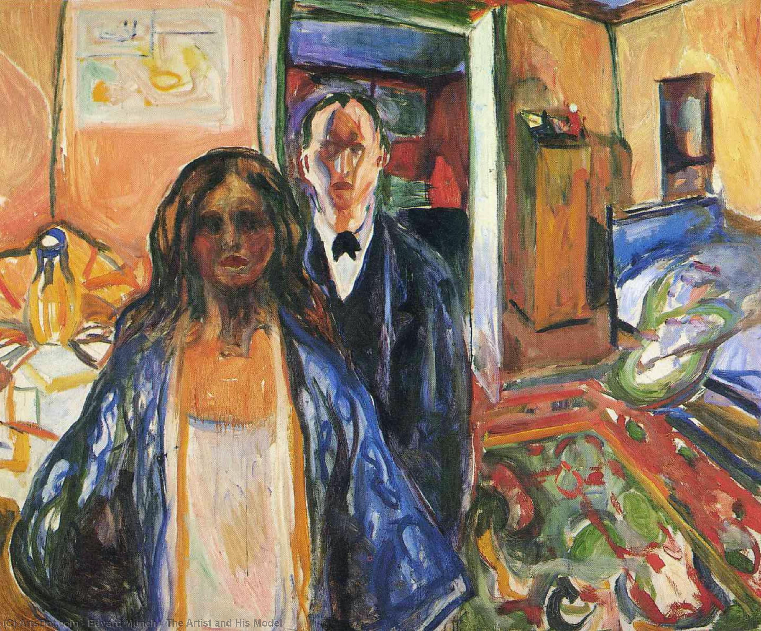 WikiOO.org - Enciklopedija dailės - Tapyba, meno kuriniai Edvard Munch - The Artist and His Model