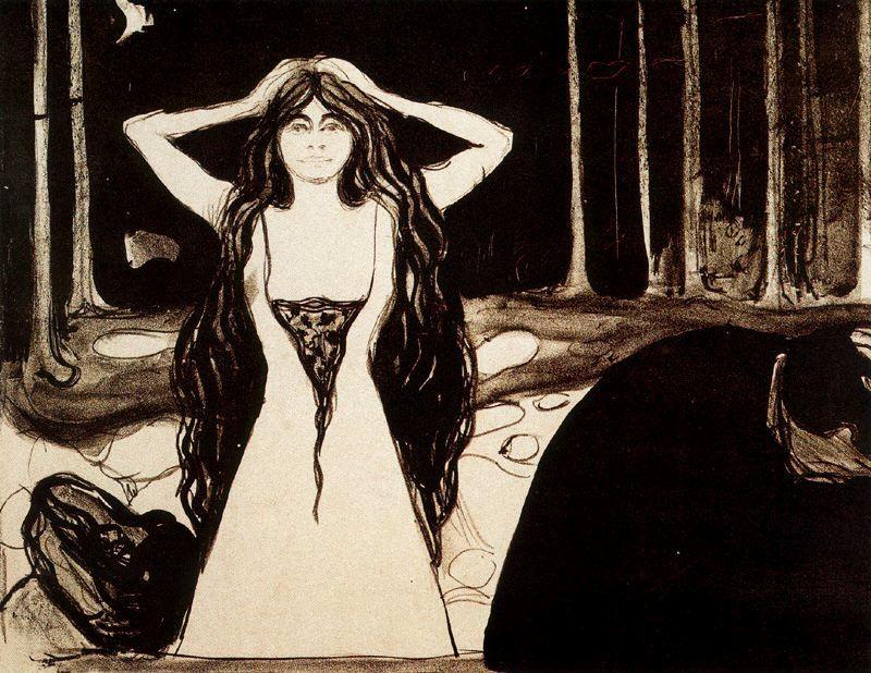 WikiOO.org - Encyclopedia of Fine Arts - Festés, Grafika Edvard Munch - Ashes II