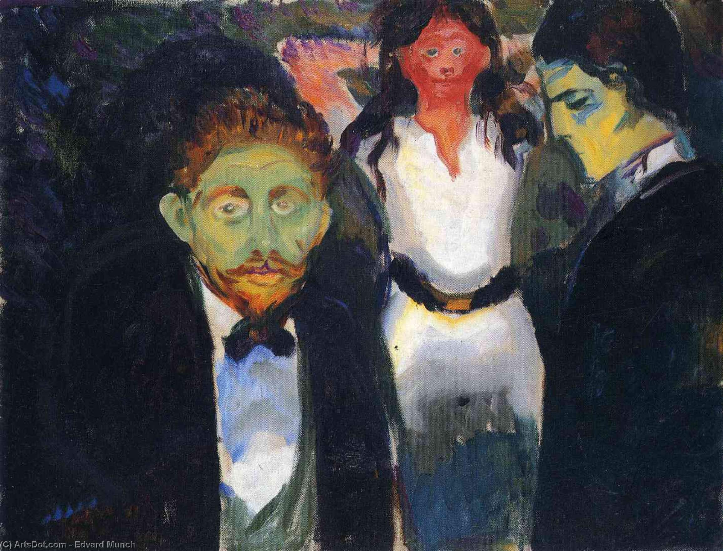 Wikioo.org - The Encyclopedia of Fine Arts - Painting, Artwork by Edvard Munch - Jealousy. From the series The Green Room
