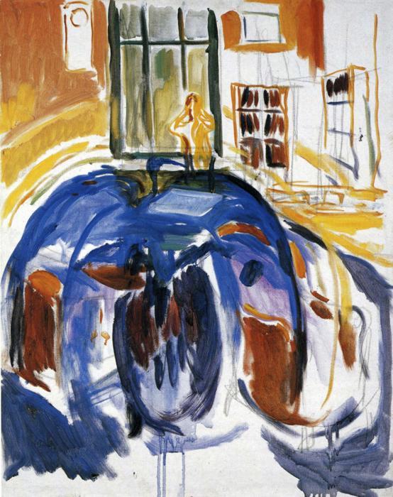Wikioo.org - Die Enzyklopädie bildender Kunst - Malerei, Kunstwerk von Edvard Munch - selbstporträt während  auge  Erkrankung  ICH ICH
