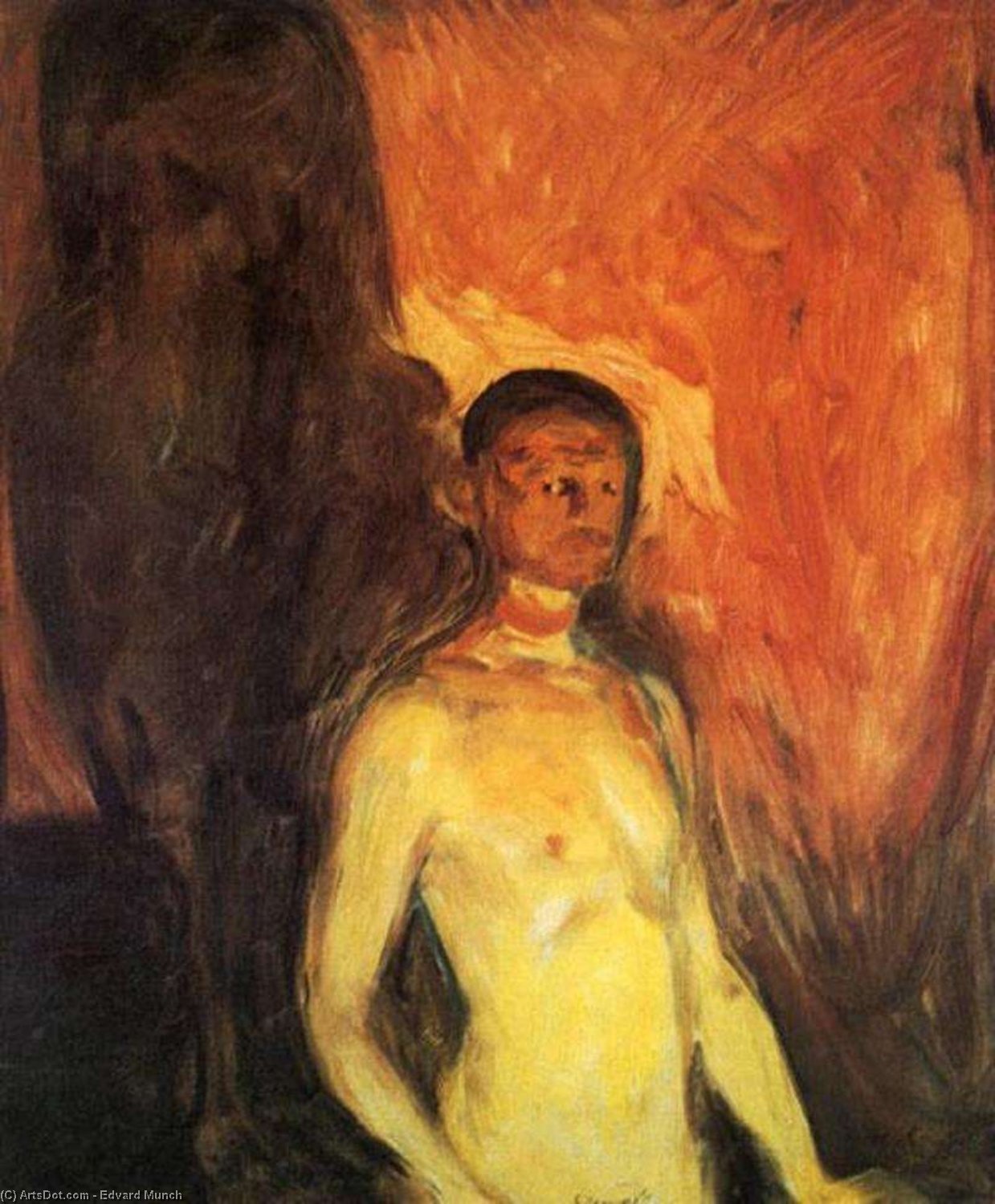 Wikoo.org - موسوعة الفنون الجميلة - اللوحة، العمل الفني Edvard Munch - Self-Portrait in Hell