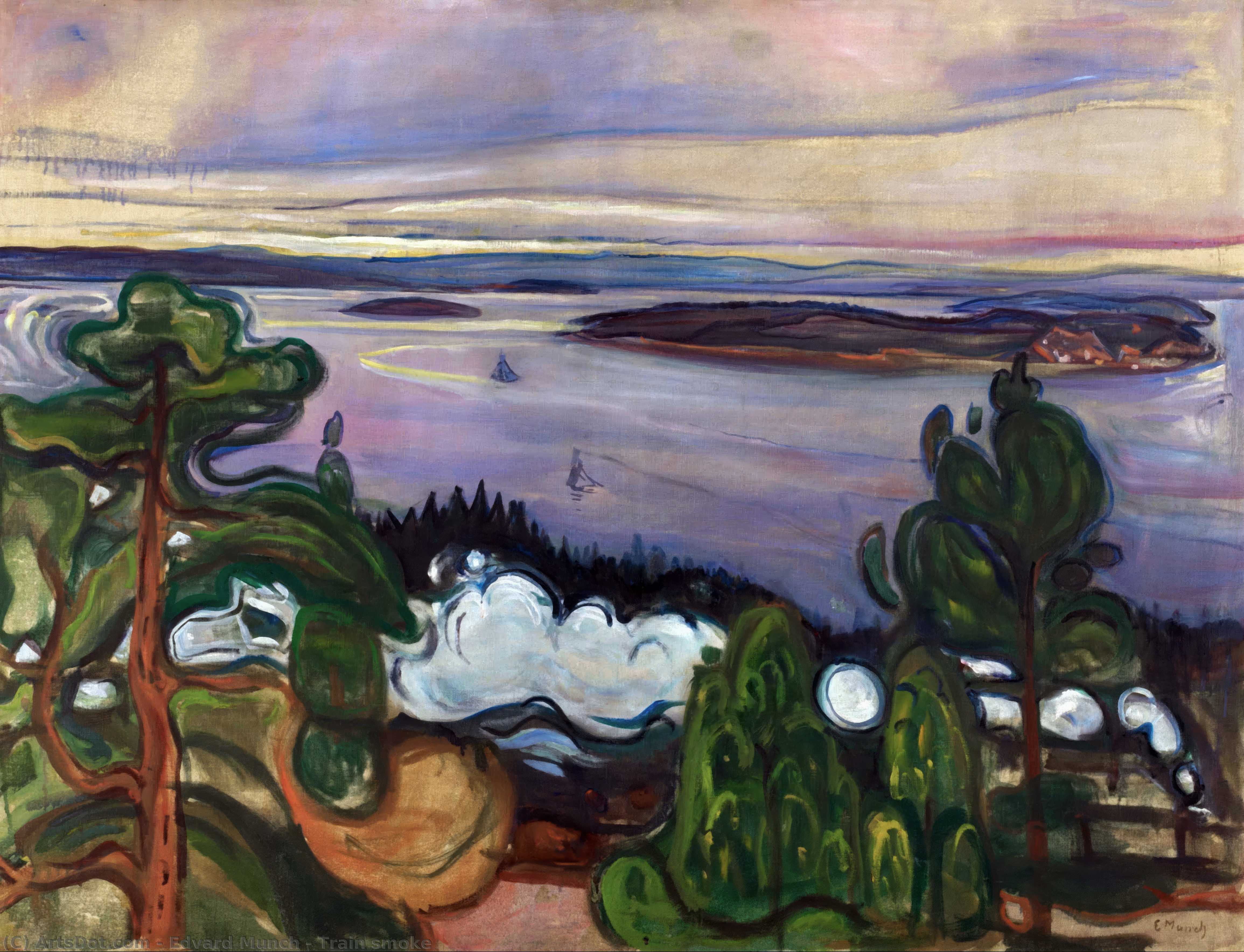 WikiOO.org - Encyclopedia of Fine Arts - Lukisan, Artwork Edvard Munch - Train smoke