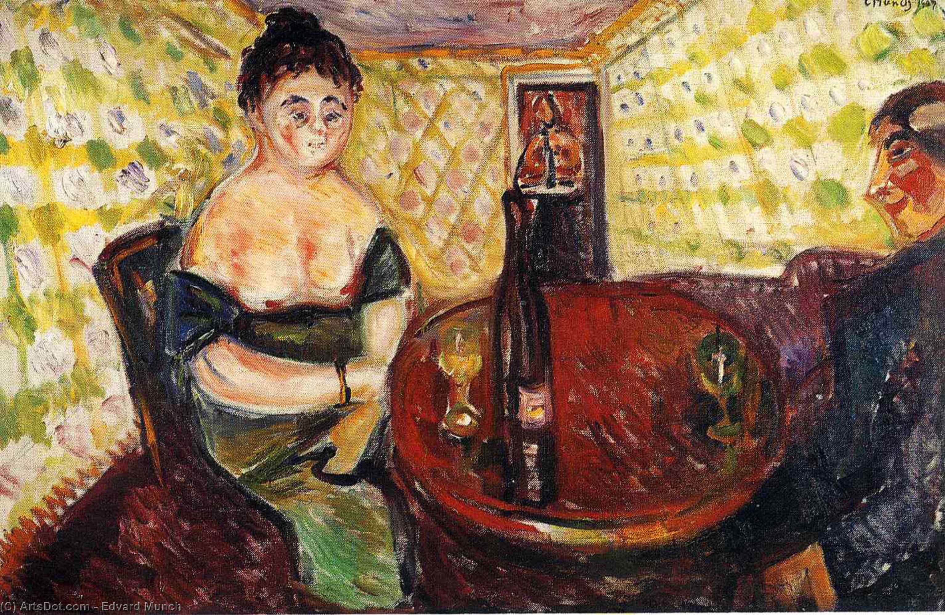 Wikioo.org – La Enciclopedia de las Bellas Artes - Pintura, Obras de arte de Edvard Munch - escena burdel . zum sussen madel