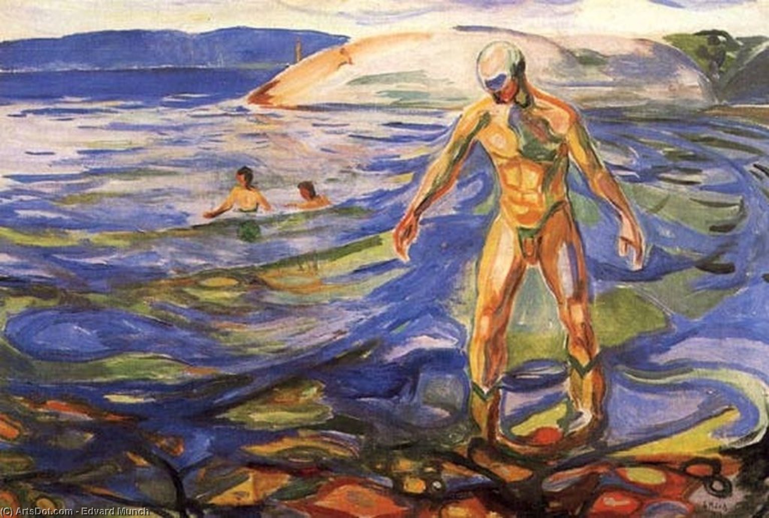 Wikioo.org - The Encyclopedia of Fine Arts - Painting, Artwork by Edvard Munch - Bathing Man