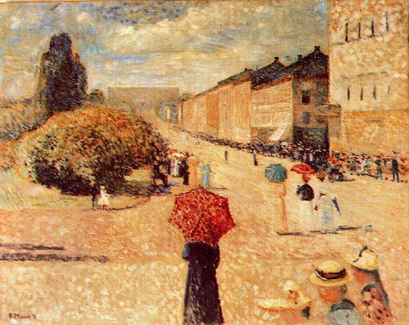 WikiOO.org - Encyclopedia of Fine Arts - Maleri, Artwork Edvard Munch - Spring Day on Karl Johan Street