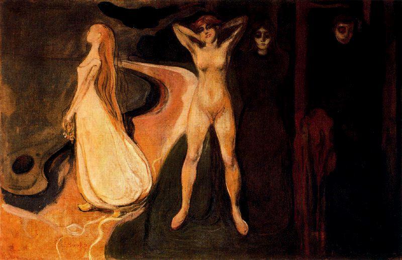 Wikoo.org - موسوعة الفنون الجميلة - اللوحة، العمل الفني Edvard Munch - The Three Stages of Woman (Sphinx).