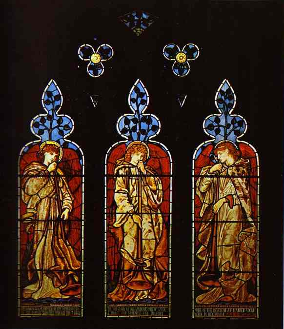 Wikioo.org - The Encyclopedia of Fine Arts - Painting, Artwork by Edward Coley Burne-Jones - Three Trumpeting Angels
