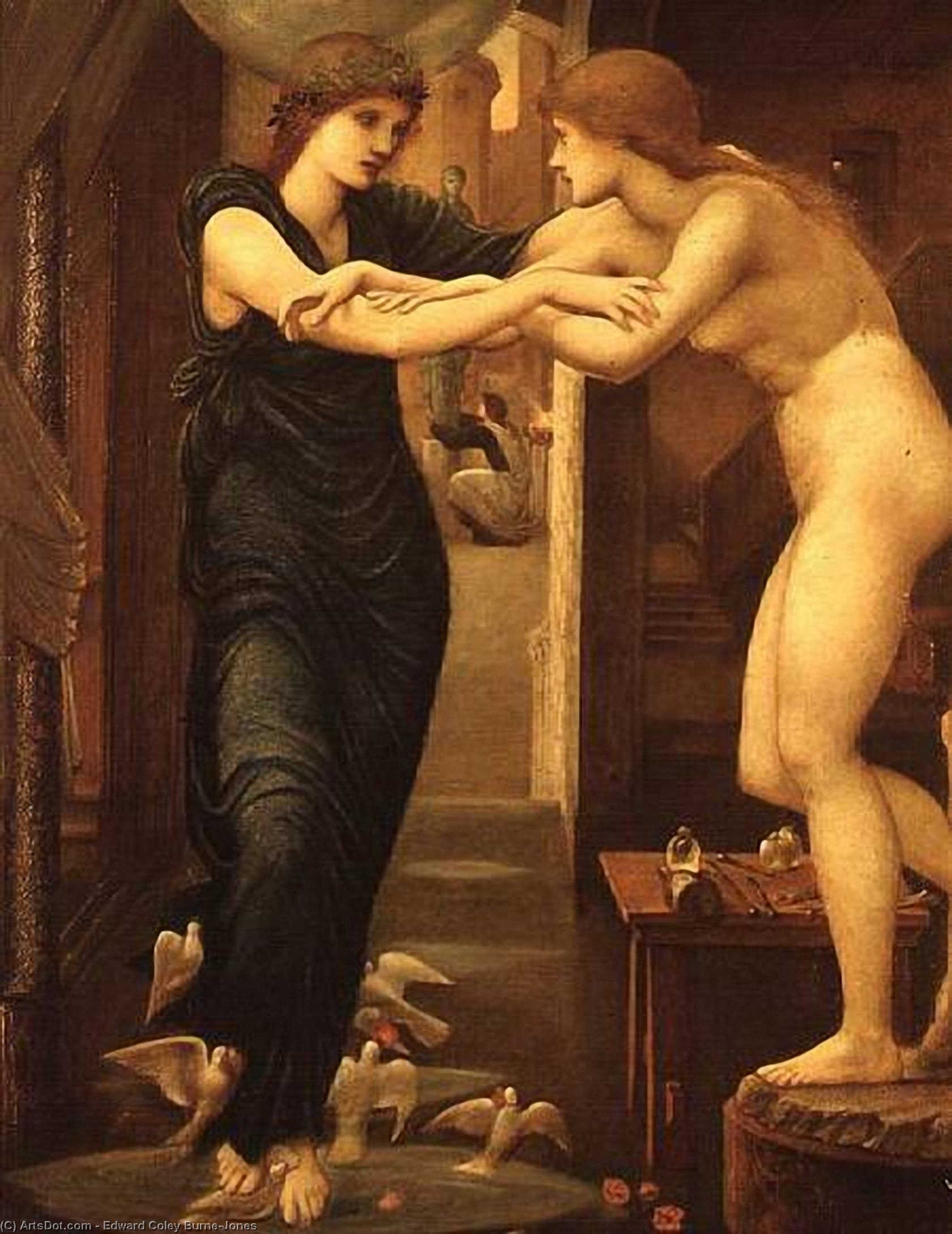 Wikioo.org – L'Encyclopédie des Beaux Arts - Peinture, Oeuvre de Edward Coley Burne-Jones - les incendies divinité , Pygmalion