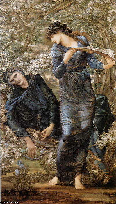 Wikioo.org - The Encyclopedia of Fine Arts - Painting, Artwork by Edward Coley Burne-Jones - The Beguiling of Merlin (Merlin and Vivien)