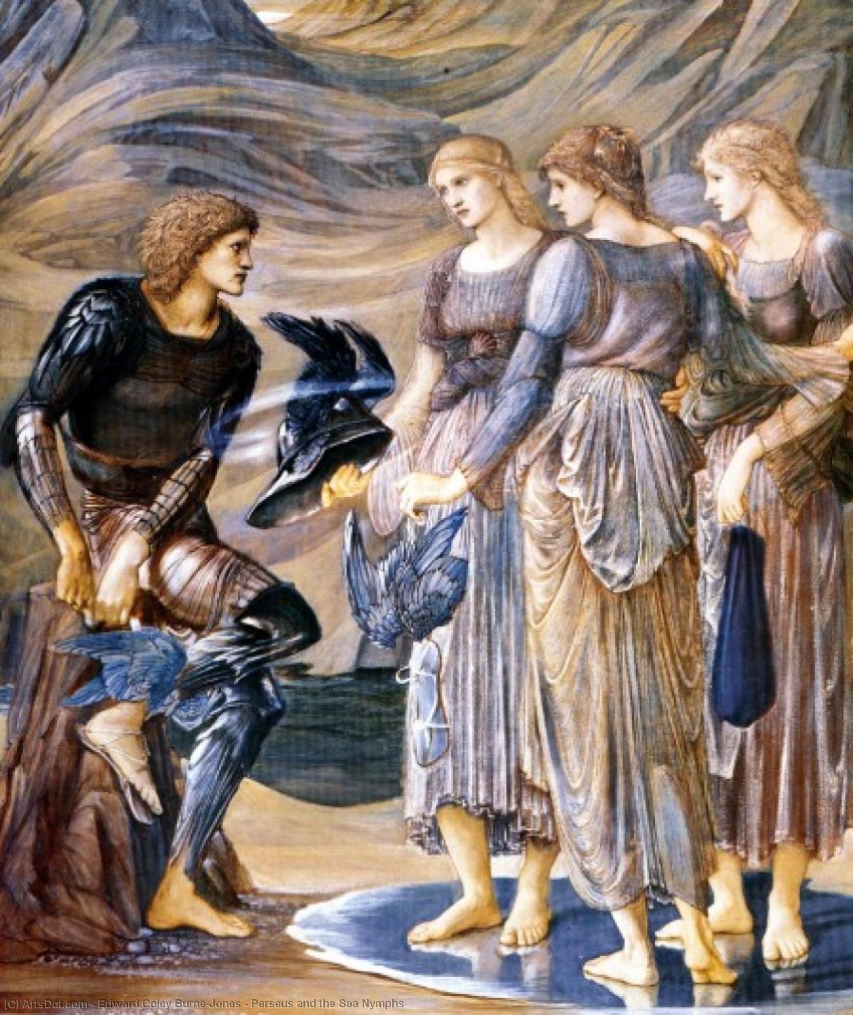 Wikoo.org - موسوعة الفنون الجميلة - اللوحة، العمل الفني Edward Coley Burne-Jones - Perseus and the Sea Nymphs