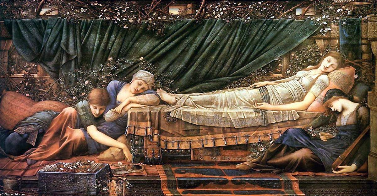 WikiOO.org - 百科事典 - 絵画、アートワーク Edward Coley Burne-Jones - Sleapingビューティー