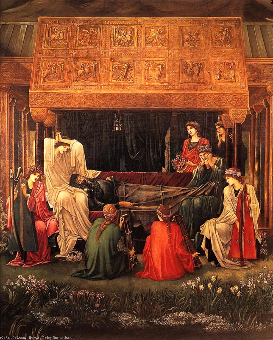 WikiOO.org - אנציקלופדיה לאמנויות יפות - ציור, יצירות אמנות Edward Coley Burne-Jones - Arthur in Avalon