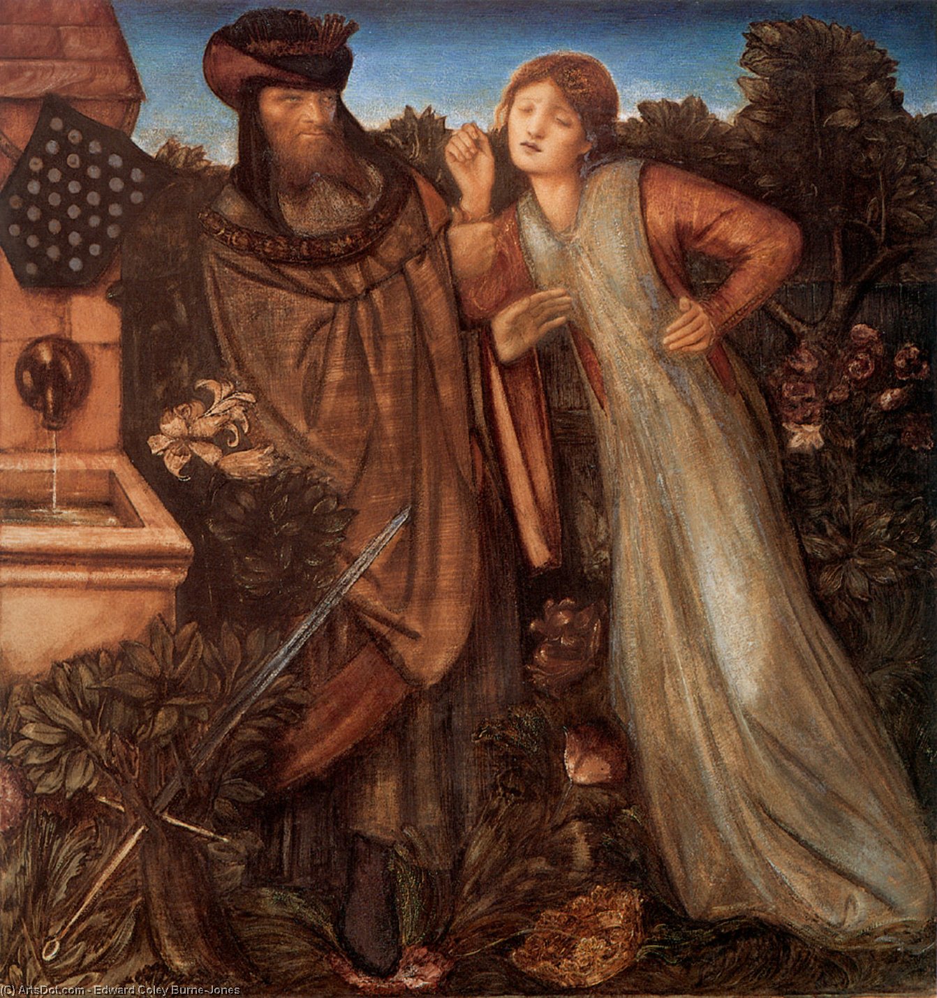 WikiOO.org - Εγκυκλοπαίδεια Καλών Τεχνών - Ζωγραφική, έργα τέχνης Edward Coley Burne-Jones - King Mark and La Belle Iseult