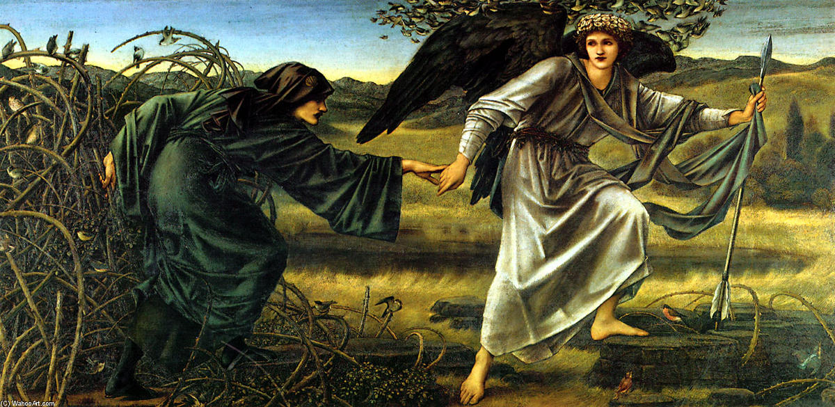 Wikioo.org – L'Enciclopedia delle Belle Arti - Pittura, Opere di Edward Coley Burne-Jones - Amore Leading The Pilgrim