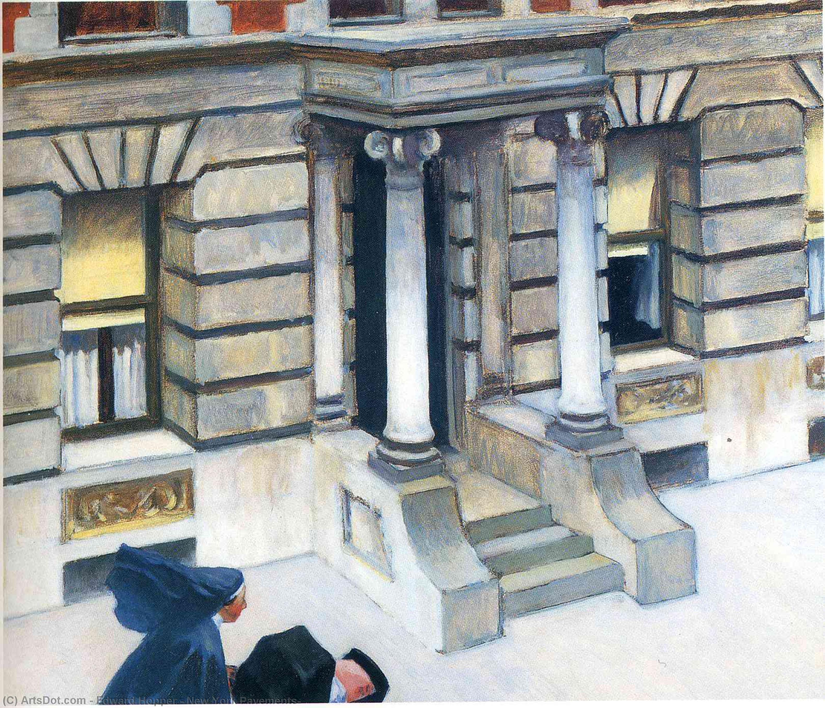 Wikoo.org - موسوعة الفنون الجميلة - اللوحة، العمل الفني Edward Hopper - New York Pavements,