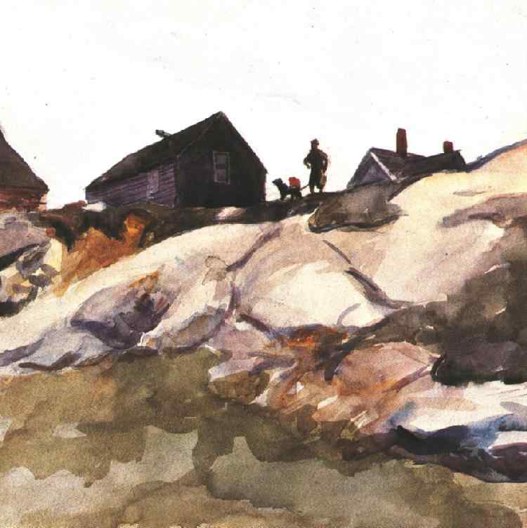 Wikoo.org - موسوعة الفنون الجميلة - اللوحة، العمل الفني Edward Hopper - Rocks at the Fort Gloucester