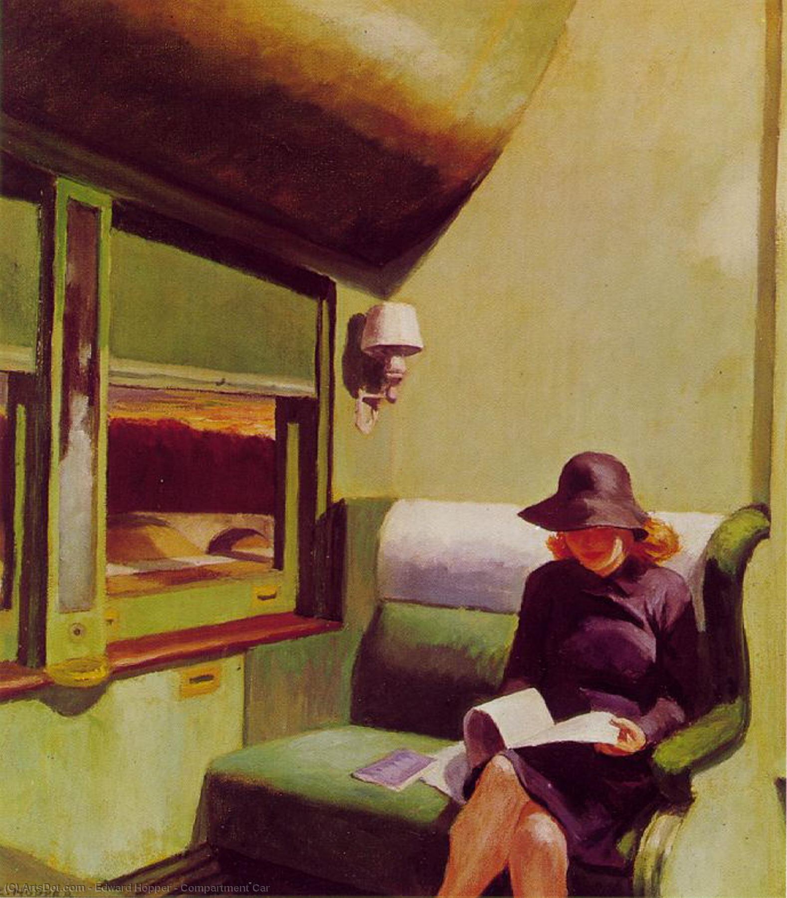Wikoo.org - موسوعة الفنون الجميلة - اللوحة، العمل الفني Edward Hopper - Compartment Car