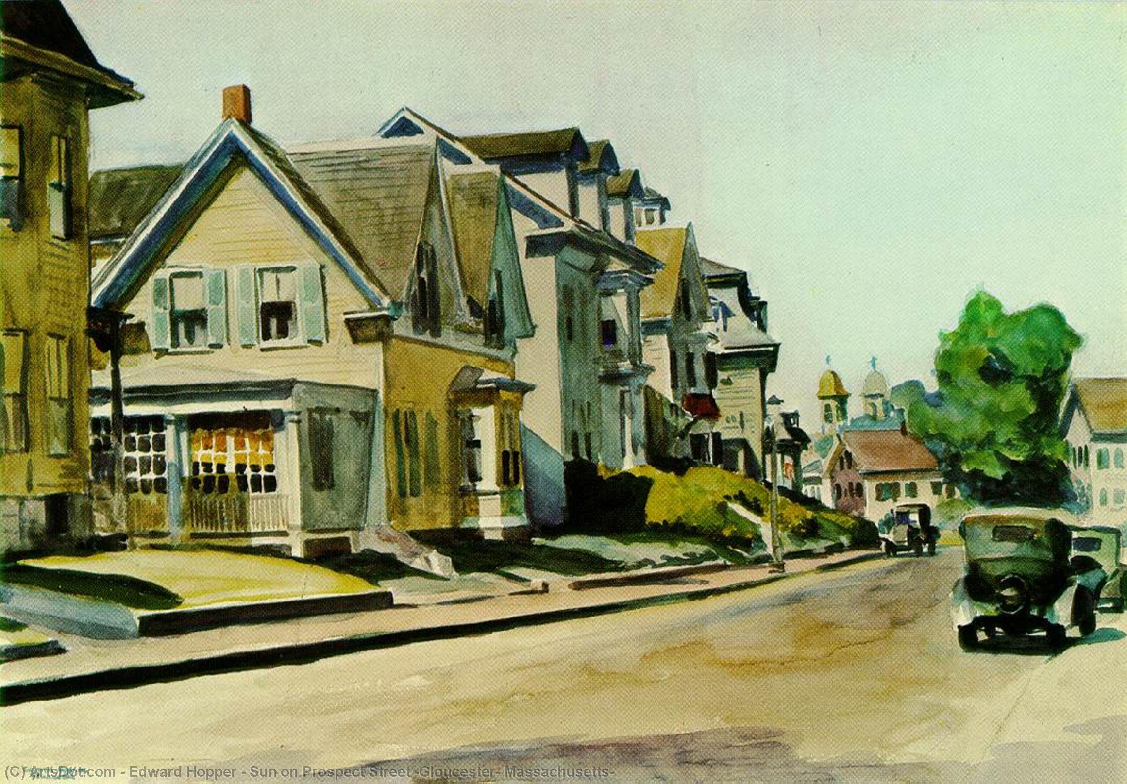 WikiOO.org – 美術百科全書 - 繪畫，作品 Edward Hopper - 太阳在展望街（告士打道，马萨诸塞州）