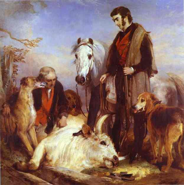 Wikioo.org – L'Enciclopedia delle Belle Arti - Pittura, Opere di Edwin Henry Landseer - morte del selvaggio toro
