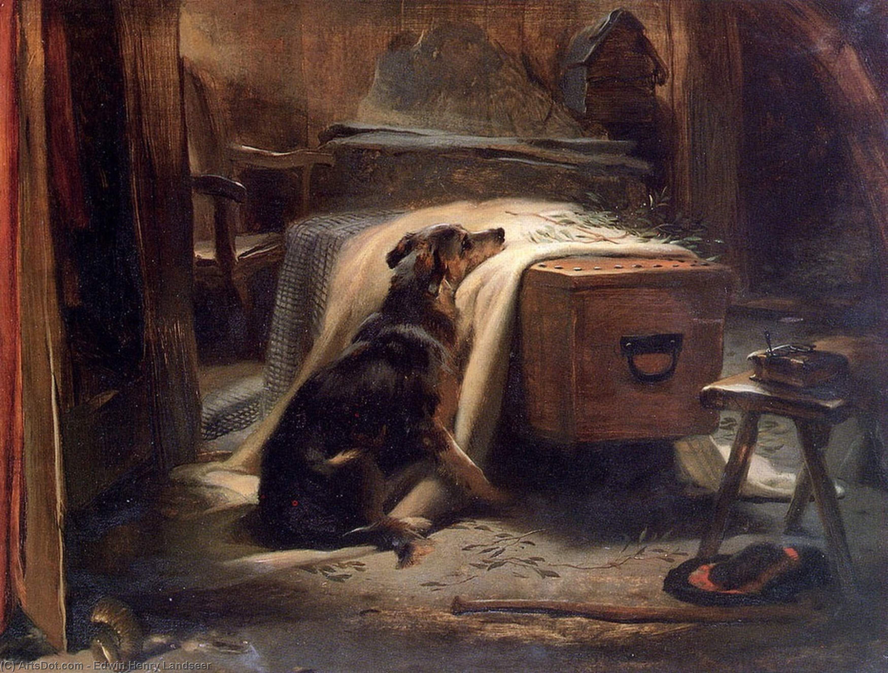 Wikoo.org - موسوعة الفنون الجميلة - اللوحة، العمل الفني Edwin Henry Landseer - The Old Shepherd's Chief Mourner
