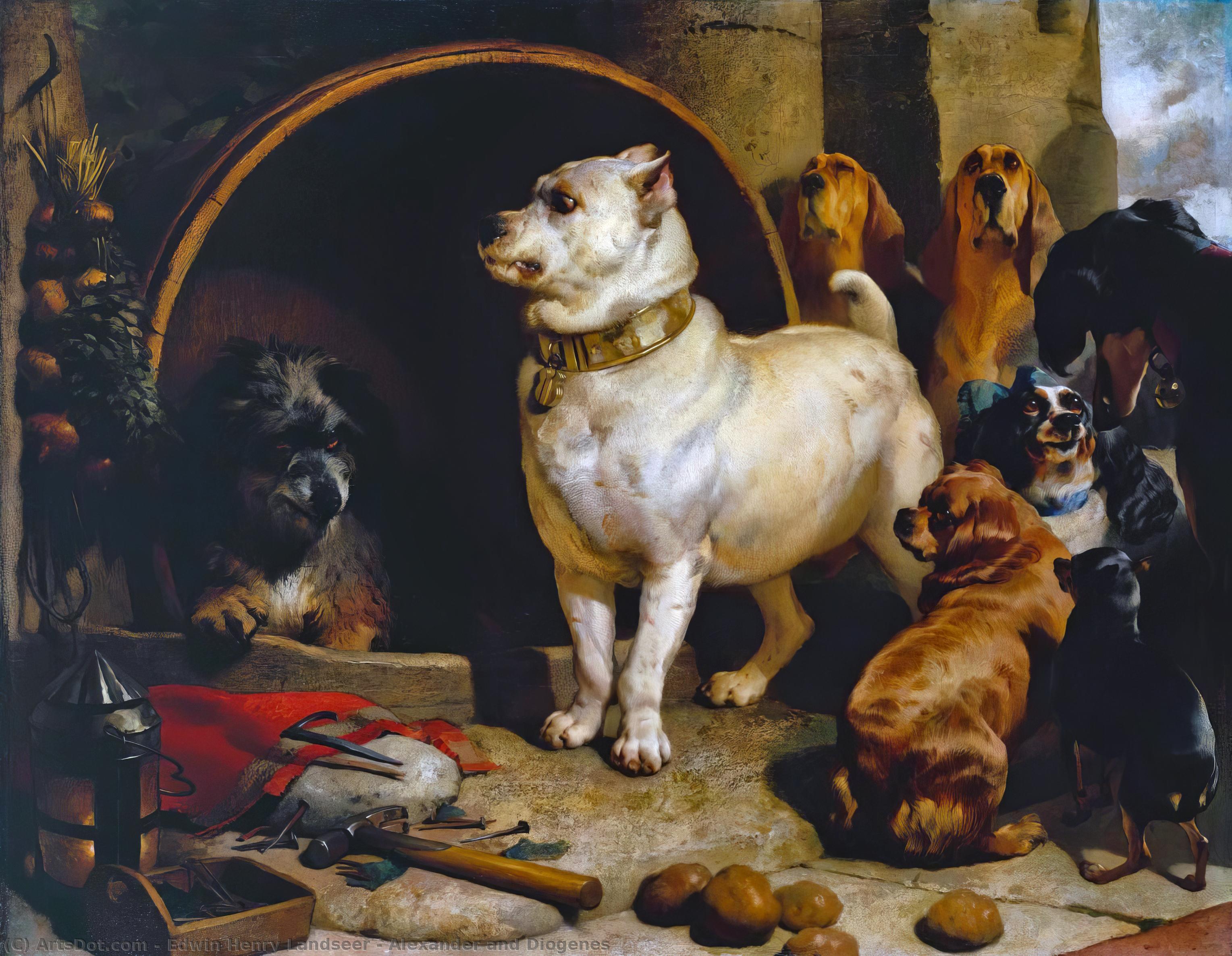 Wikioo.org - The Encyclopedia of Fine Arts - Painting, Artwork by Edwin Henry Landseer - Alexander and Diogenes