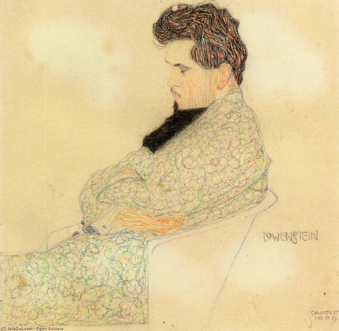Wikioo.org - The Encyclopedia of Fine Arts - Painting, Artwork by Egon Schiele - Portrait of the Composer Arthur Lowenstein