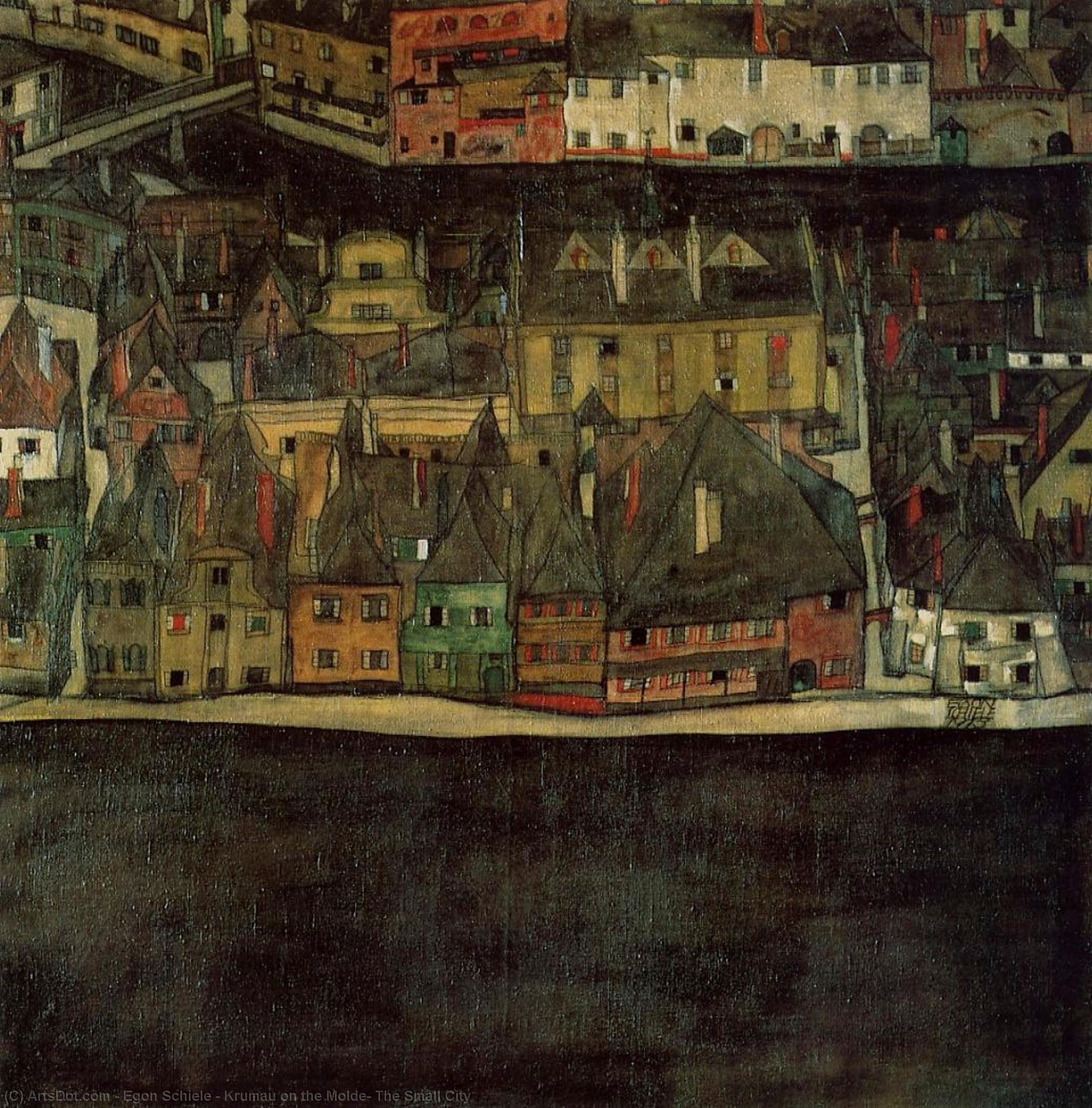 Wikioo.org - The Encyclopedia of Fine Arts - Painting, Artwork by Egon Schiele - Krumau on the Molde, The Small City