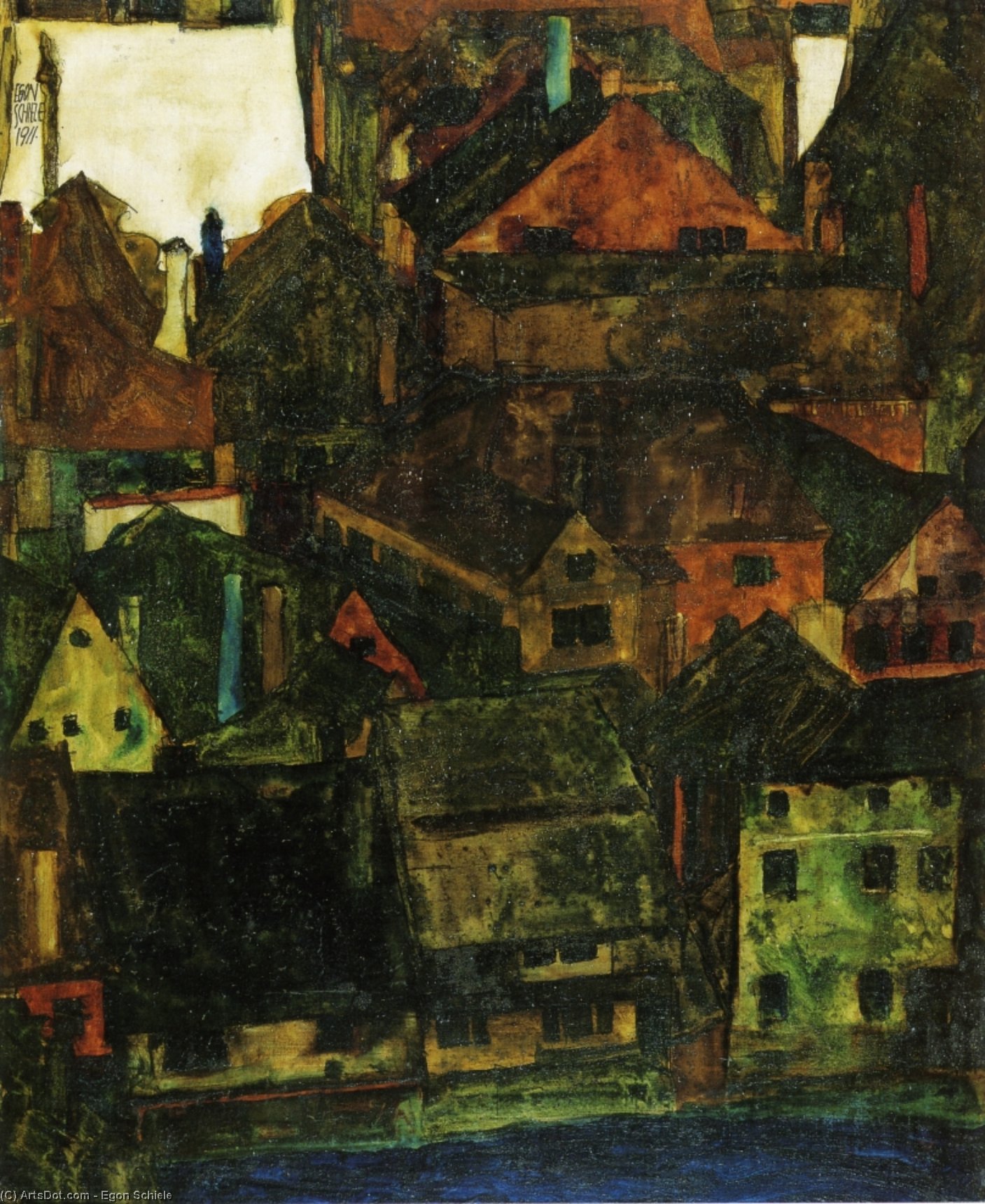 WikiOO.org - Encyclopedia of Fine Arts - Maleri, Artwork Egon Schiele - Krumau
