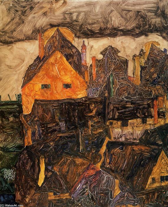 WikiOO.org - Encyclopedia of Fine Arts - Målning, konstverk Egon Schiele - Krumau on the Molde