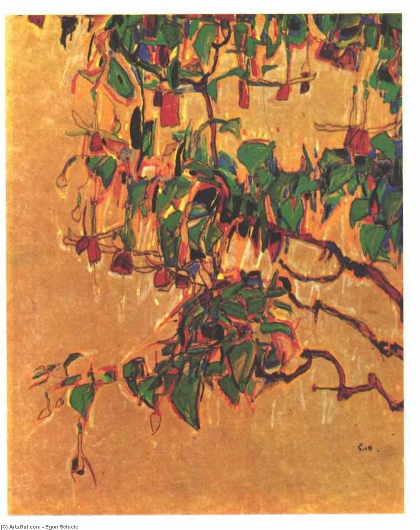 WikiOO.org - Enciklopedija likovnih umjetnosti - Slikarstvo, umjetnička djela Egon Schiele - Fuchsia