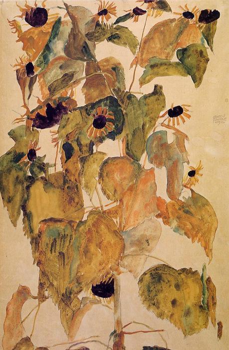 Wikioo.org - The Encyclopedia of Fine Arts - Painting, Artwork by Egon Schiele - Sunflowers